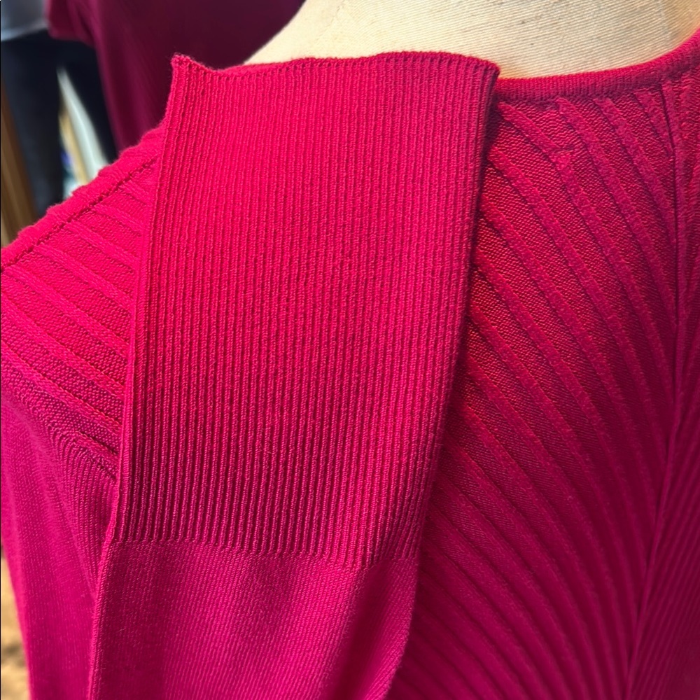 Vibrant Raspberry V-Neck Sweater - Picture 7 of 11